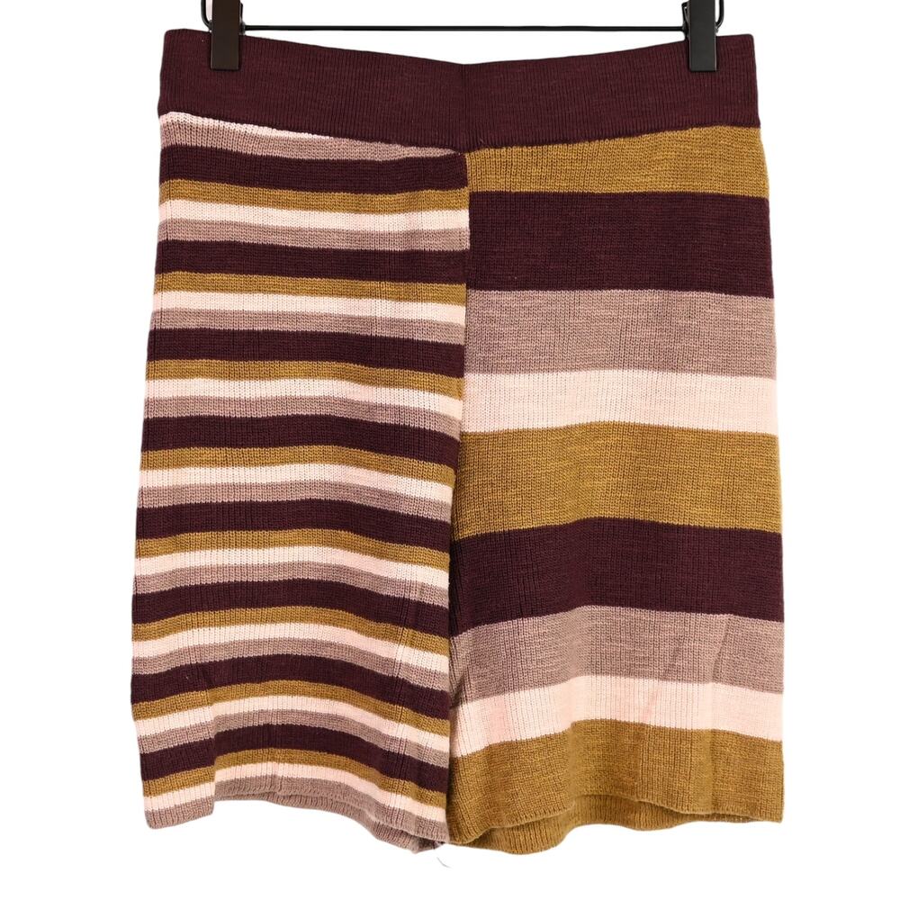 Free People Beach Coverup Cotton Striped Sweater Shorts, medium